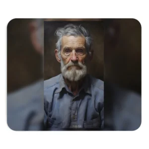 Weathered Elderly Man Portrait Mouse Pad