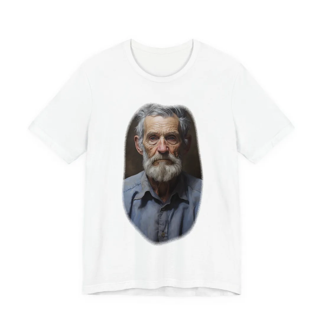 Elderly Wisdom: Portrait of a Wise Gentleman - T-Shirt (White)