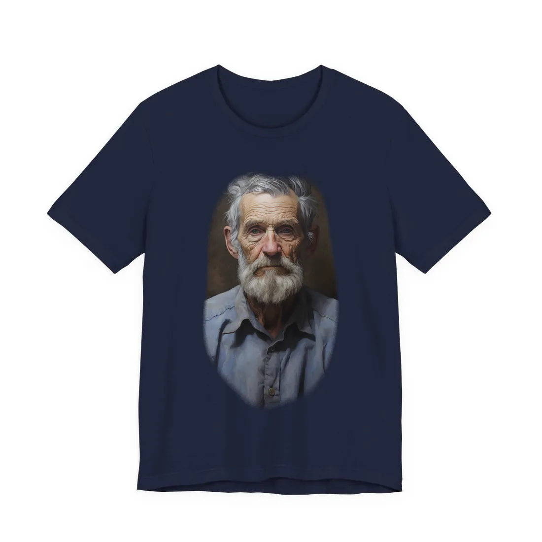 Elderly Wisdom: Portrait of a Wise Gentleman - T-Shirt (Navy)