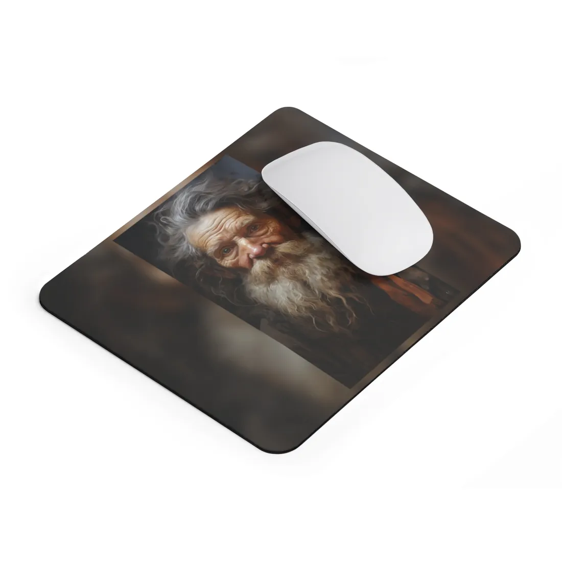 Elderly Wisdom: Realistic Portrait Art - Mouse Pad