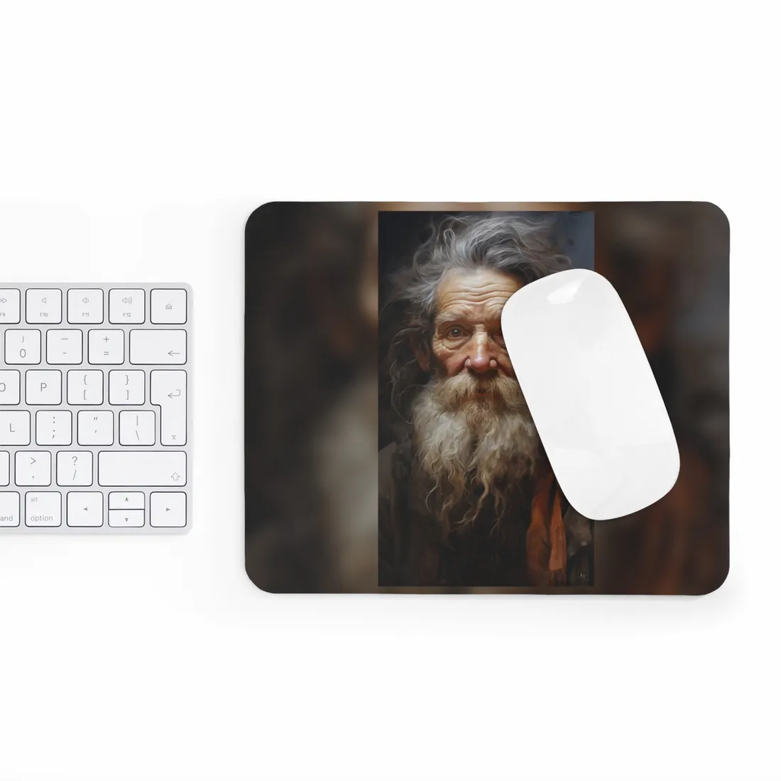 Elderly Wisdom: Realistic Portrait Art - Mouse Pad