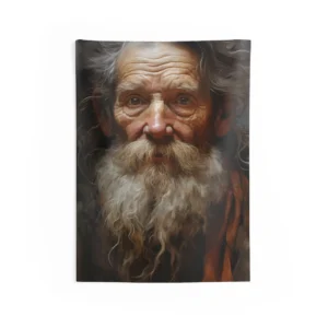 Bearded Old Man Portrait Wall Tapestry