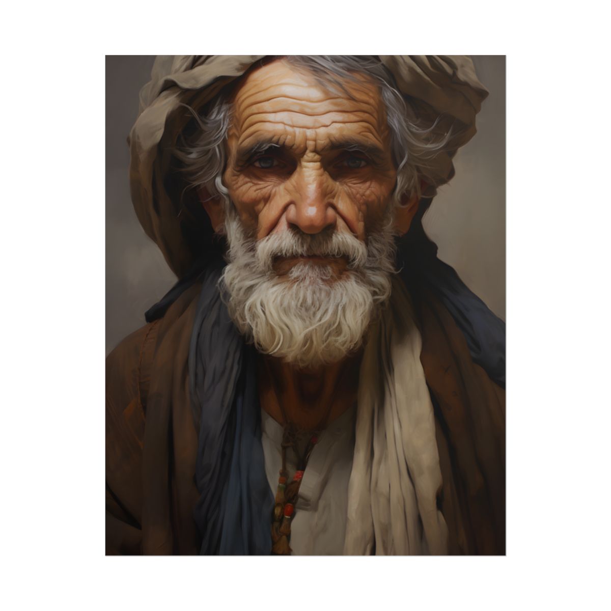 Elderly Wisdom: Serene Portrait Artwork - Poster