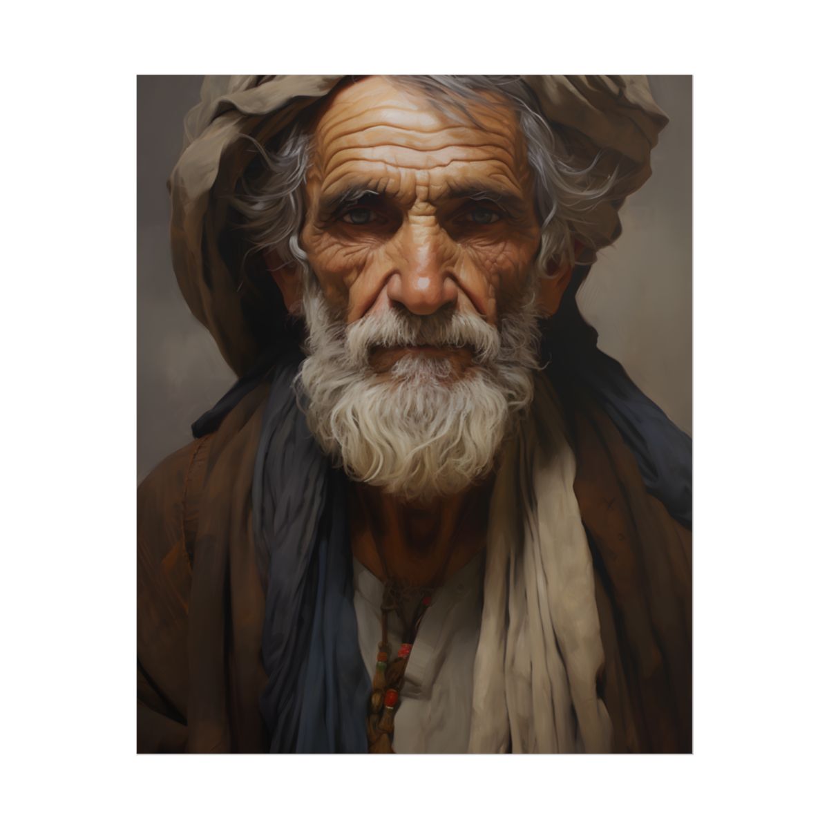 Elderly Wisdom: Serene Portrait Artwork - Poster