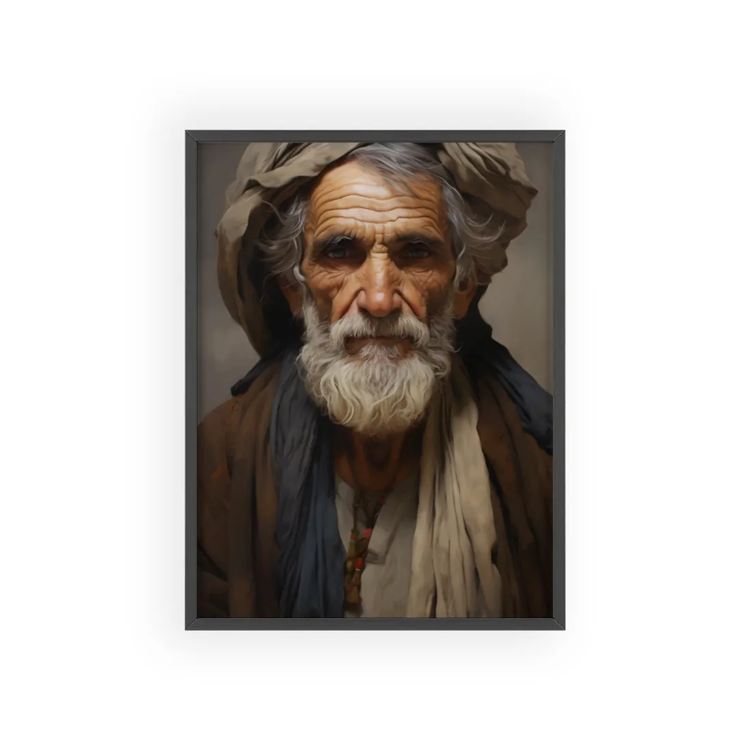 Elderly Wisdom: Serene Portrait - Framed Poster