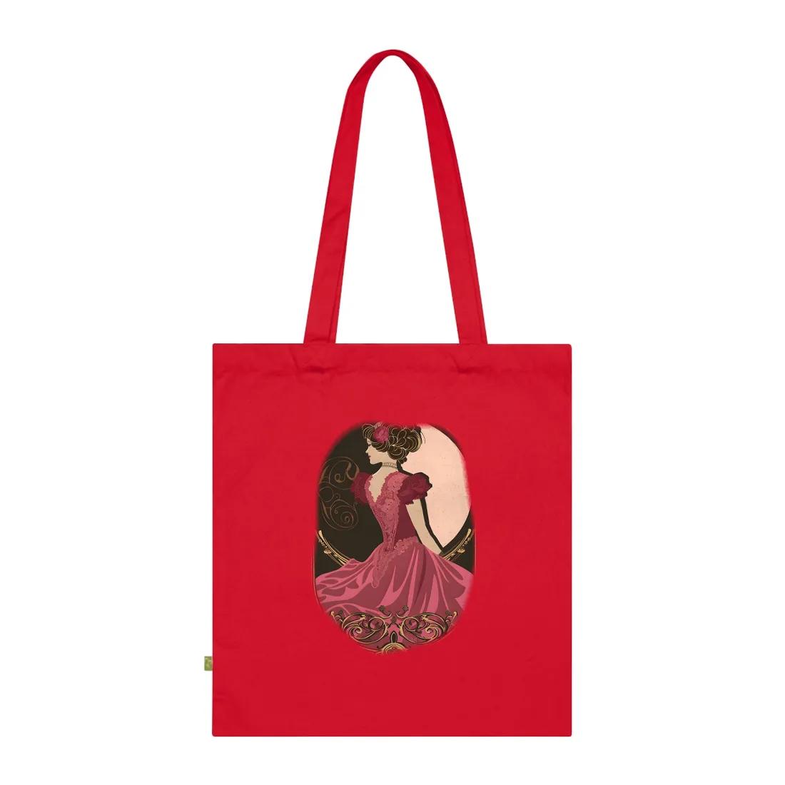Elegant Art Nouveau Vintage Poster: Whimsical Design in Luxury Style - Tote Bag (Classic Red)