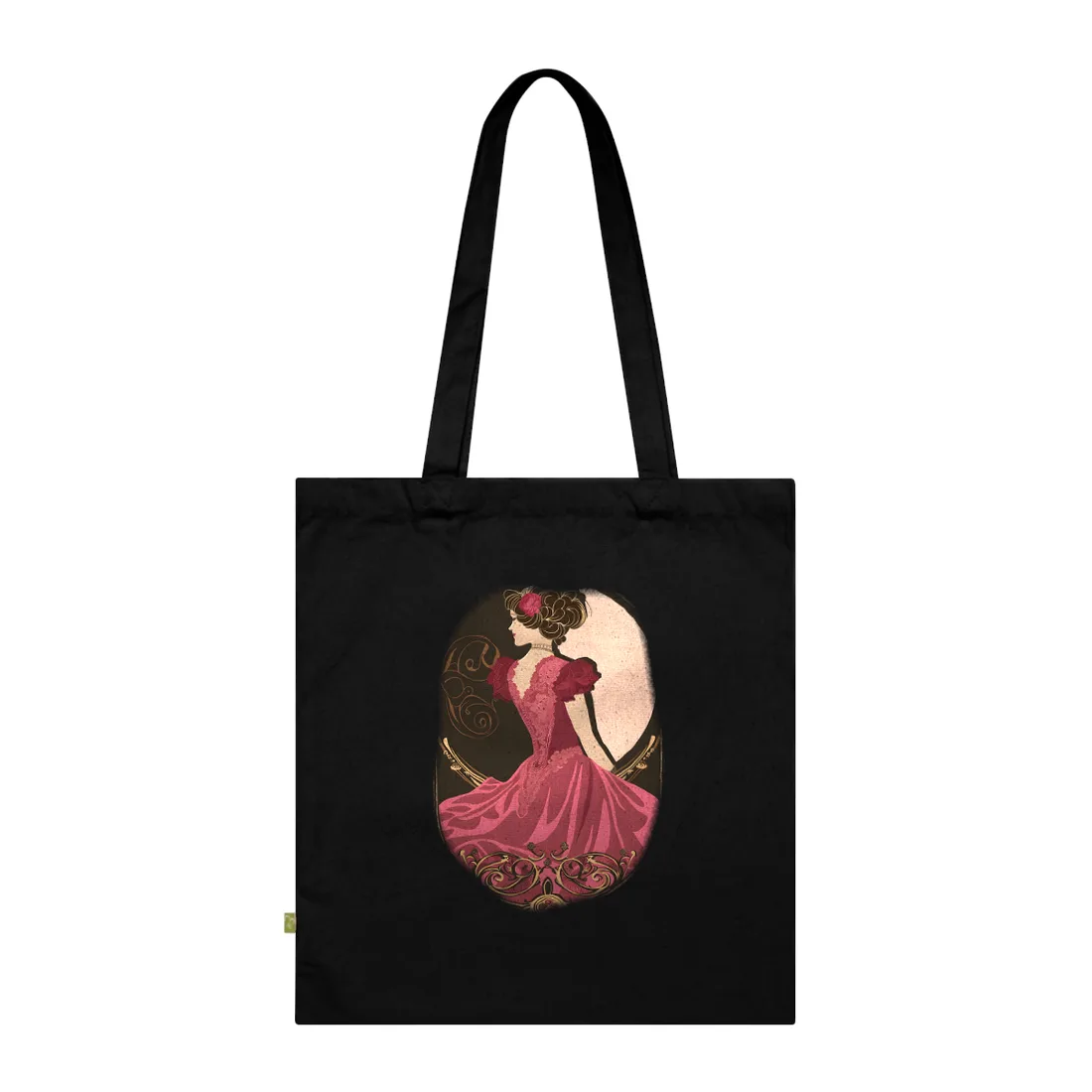Elegant Art Nouveau Vintage Poster: Whimsical Design in Luxury Style - Tote Bag (Black)