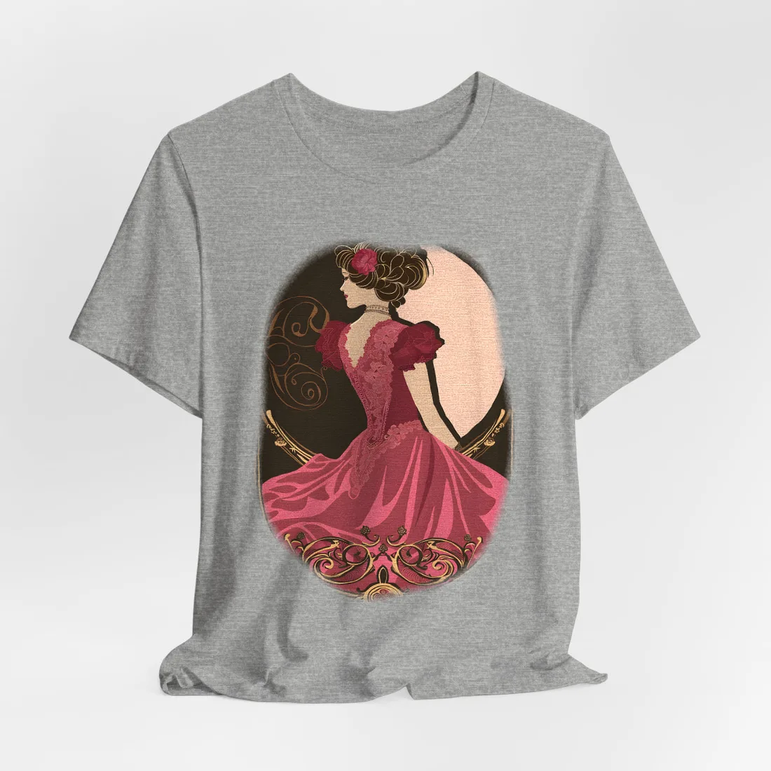 Elegant Art Nouveau Vintage Poster: Whimsical Design in Luxury Style - T-Shirt (Athletic Heather)
