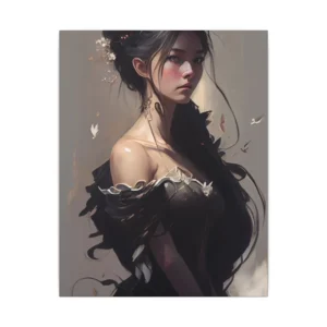 Woman in Black Gown Canvas Print