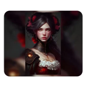 Woman with Red Flowers Mouse Pad