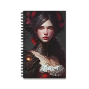 Woman with Red Flowers Spiral Notebook