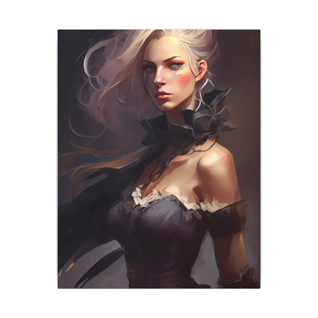 Elegant Blonde Beauty: Whirling Portrait Art - Canvas