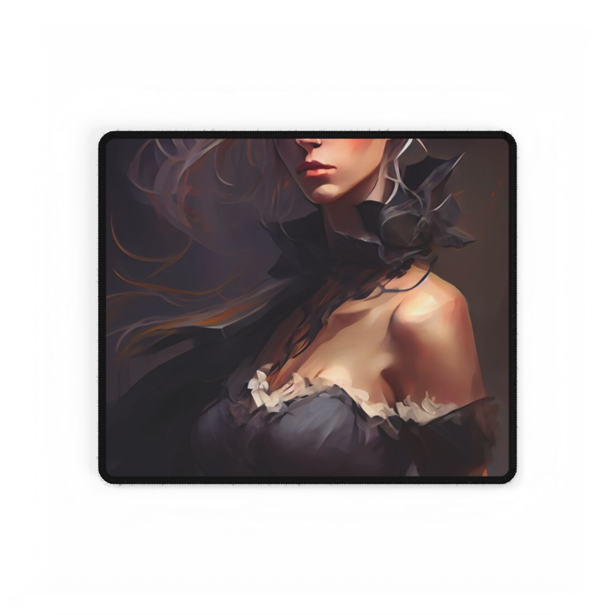 Elegant Blonde Beauty: Whirling Portrait Art - Desk Mat