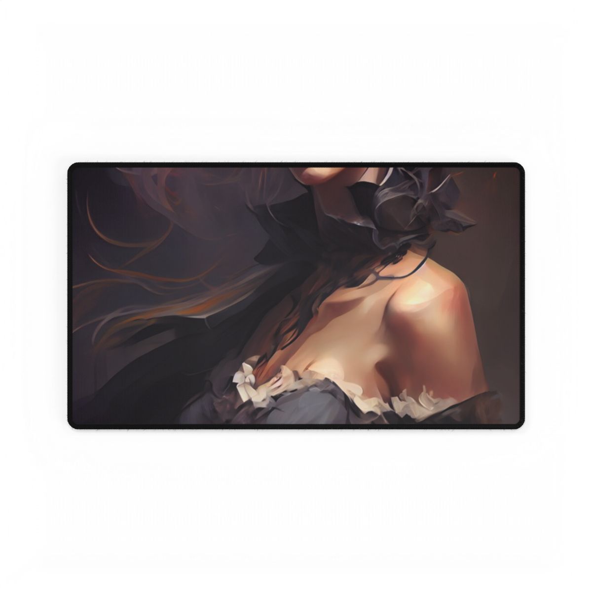 Elegant Blonde Beauty: Whirling Portrait Art - Desk Mat