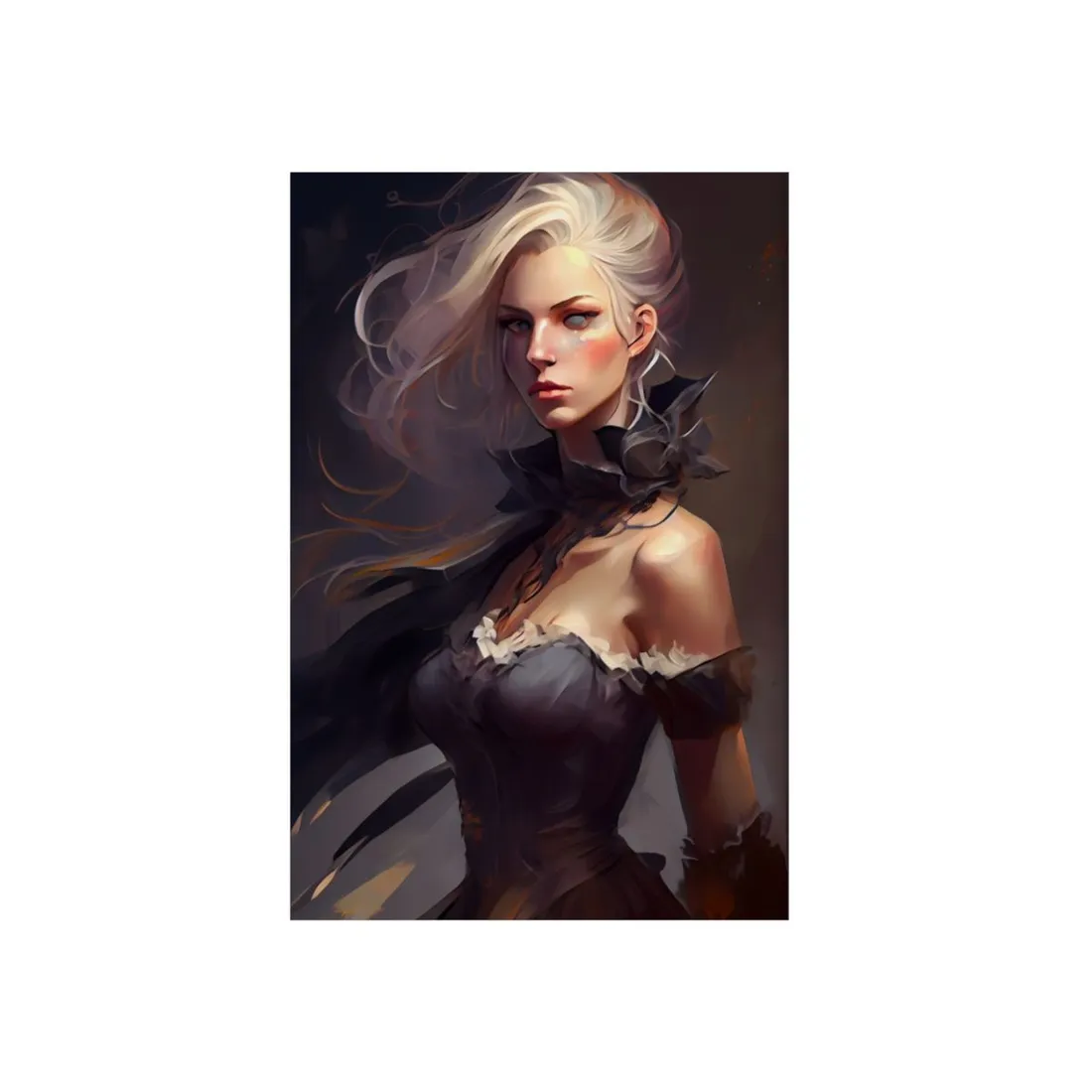 Elegant Blonde Beauty: Whirling Portrait Art - Metal Poster