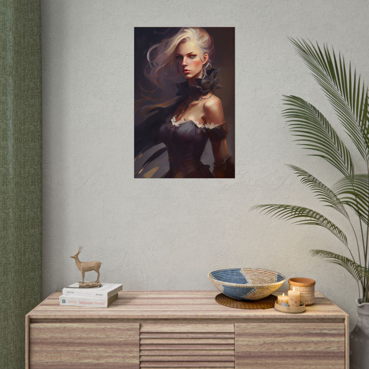 Elegant Blonde Beauty: Whirling Portrait Art - Poster