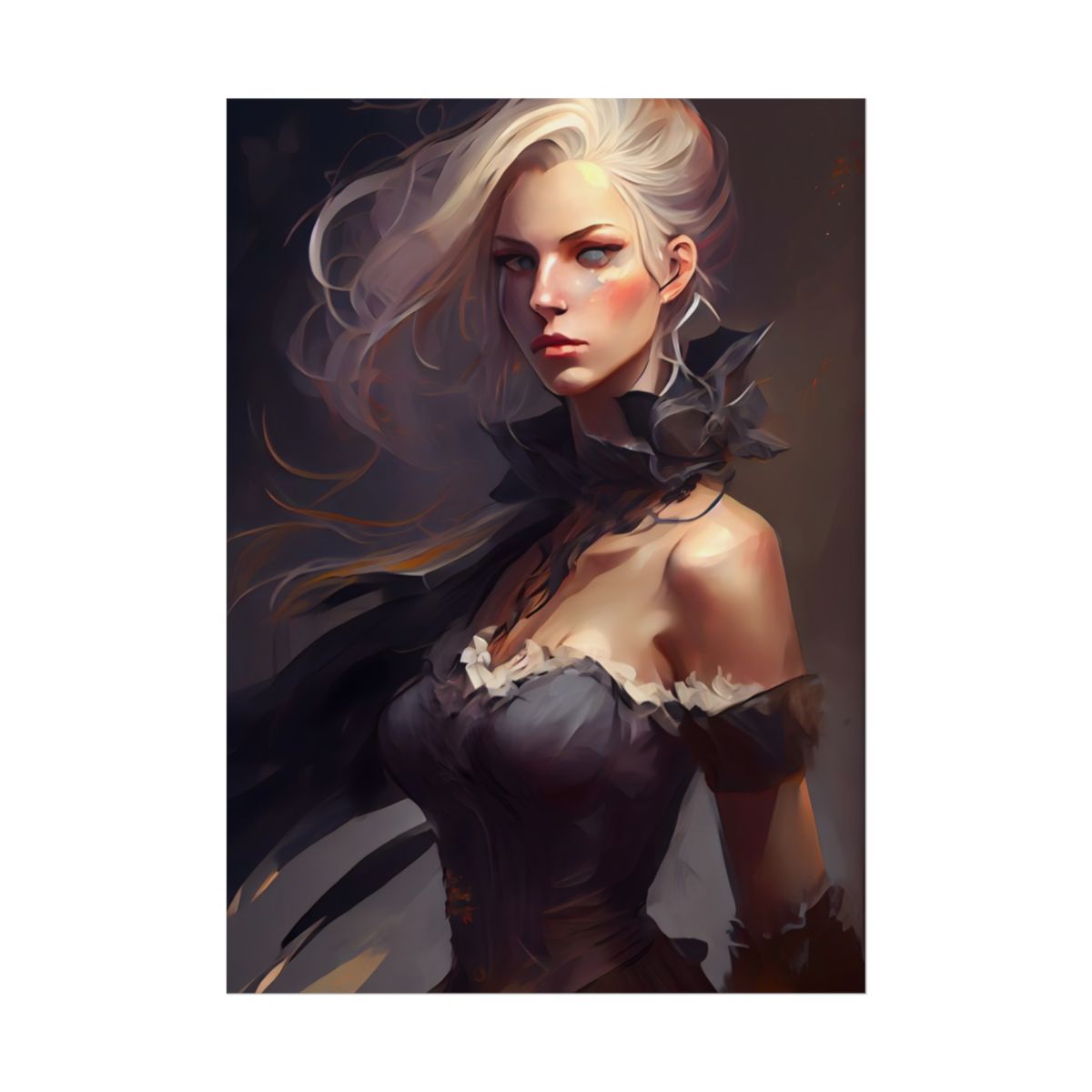 Elegant Blonde Beauty: Whirling Portrait Art - Poster