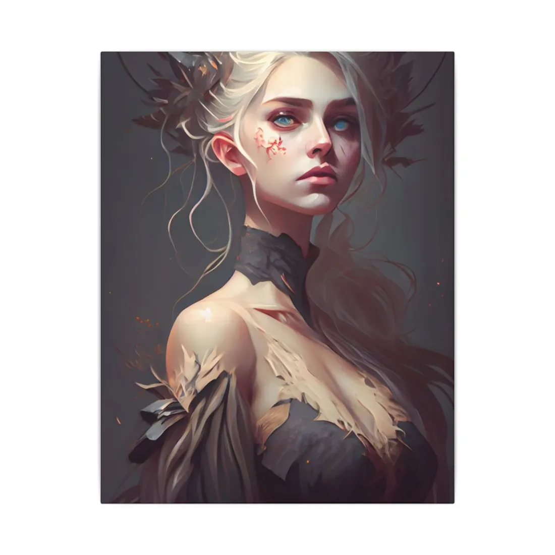 Elegant Blonde Portrait: Outdoor Woman in Dress - Canvas
