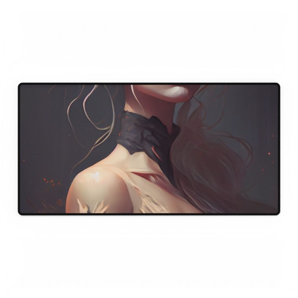 Elegant Blonde Portrait: Outdoor Woman in Dress - Desk Mat