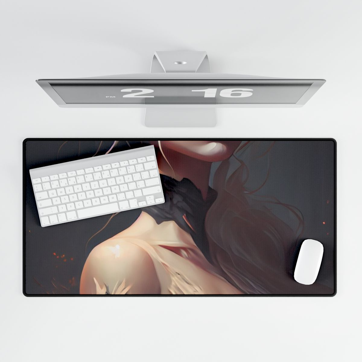Elegant Blonde Portrait: Outdoor Woman in Dress - Desk Mat