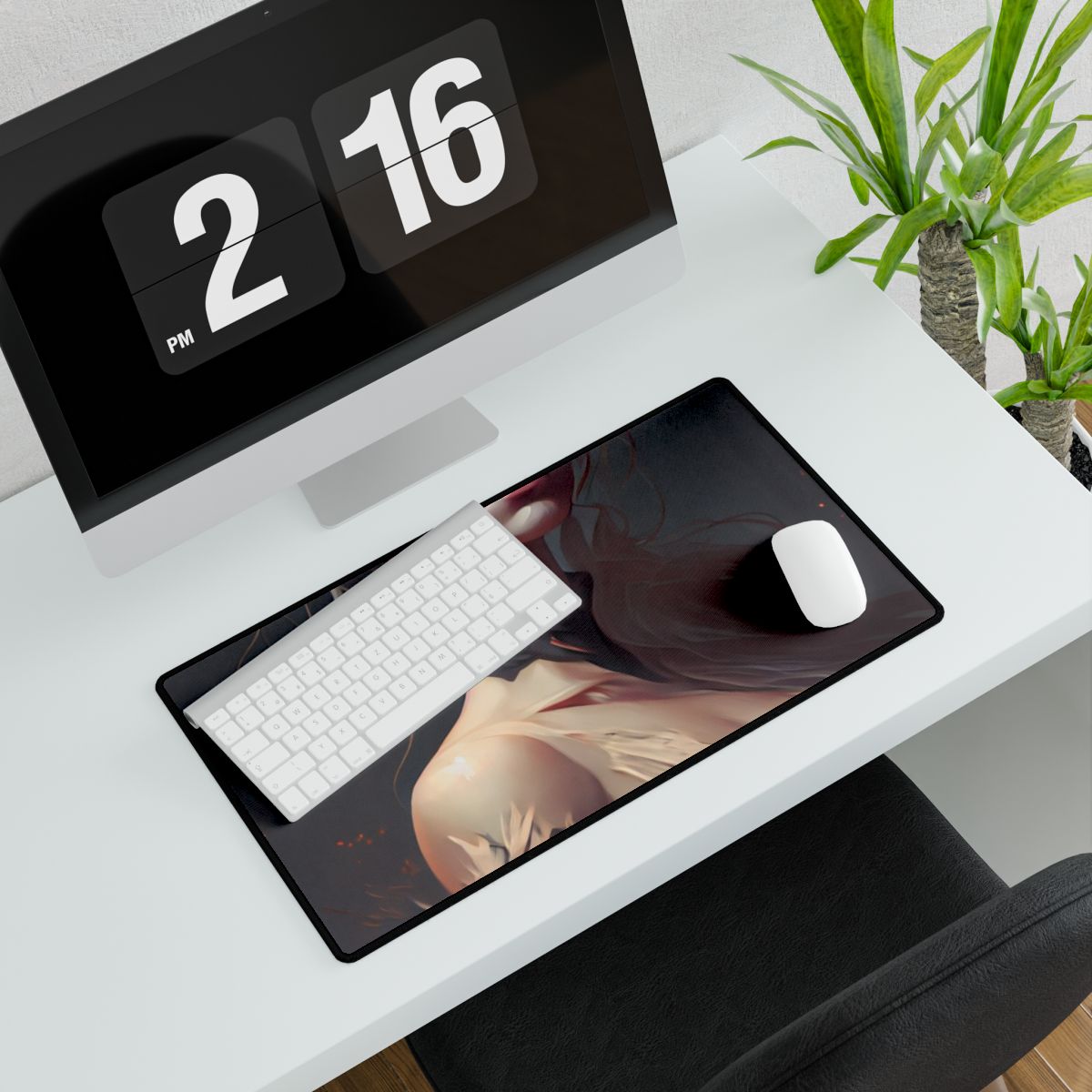 Elegant Blonde Portrait: Outdoor Woman in Dress - Desk Mat