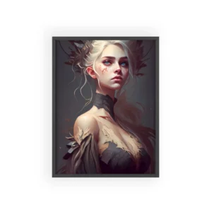 Fantasy Woman with White Hair Framed Poster