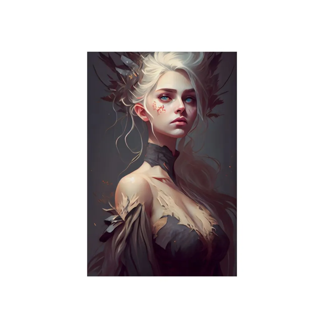 Elegant Blonde Portrait: Outdoor Woman in Dress - Metal Poster