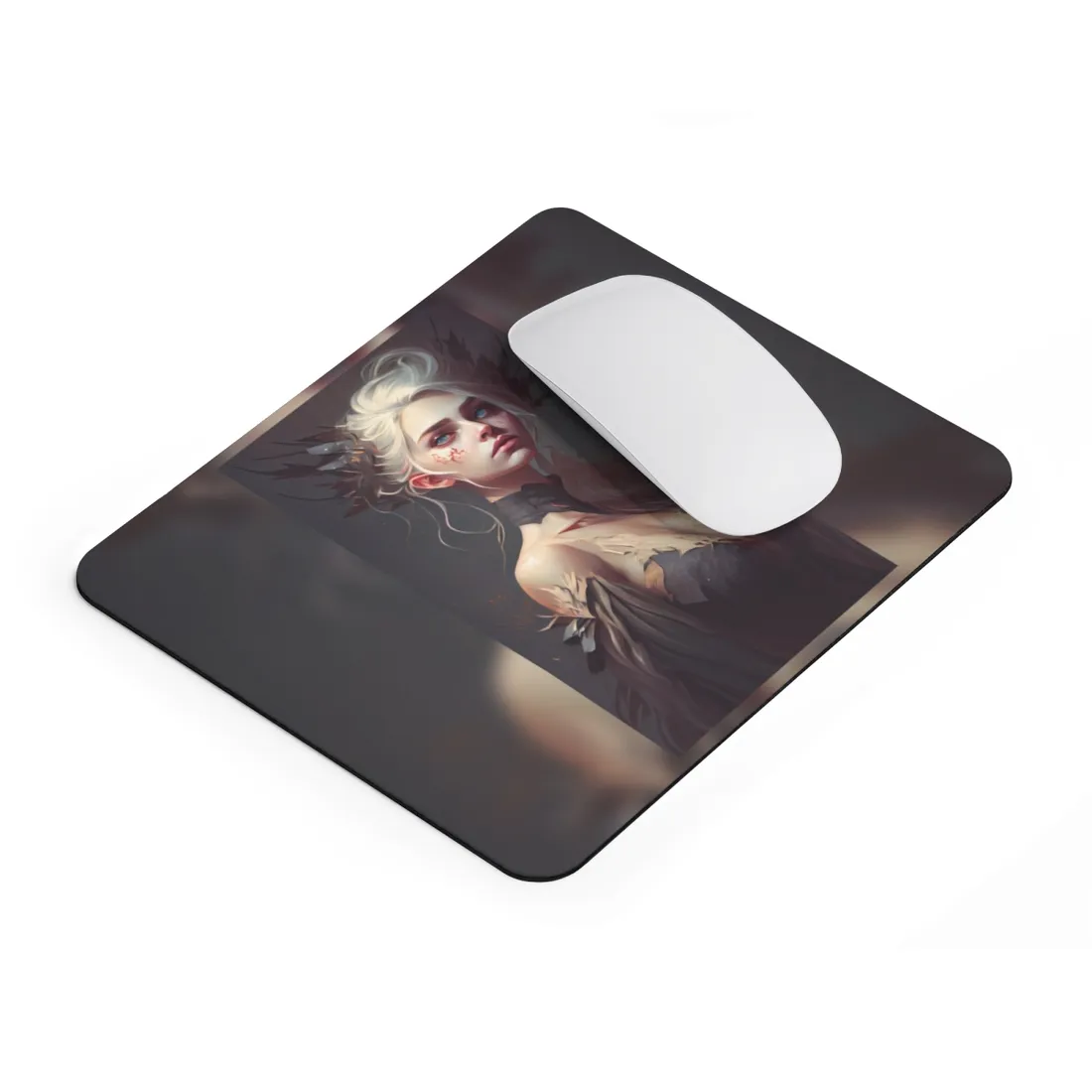 Elegant Blonde Portrait: Outdoor Woman in Dress - Mouse Pad