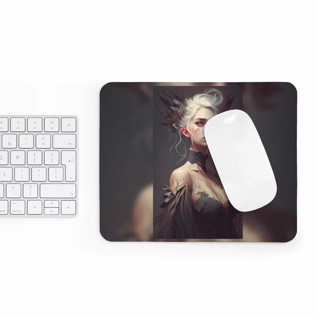 Elegant Blonde Portrait: Outdoor Woman in Dress - Mouse Pad