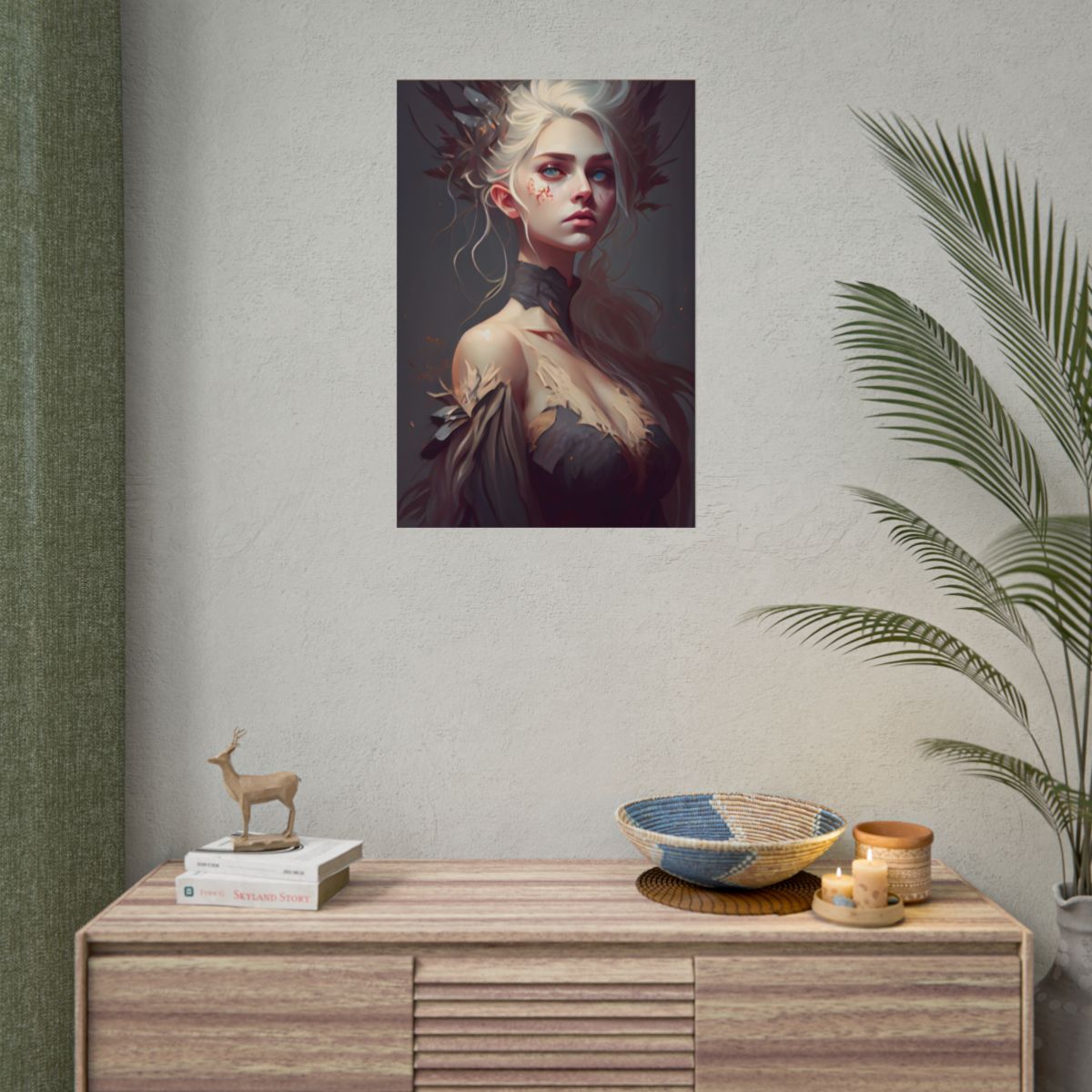 Elegant Blonde Portrait: Outdoor Woman in Dress - Poster