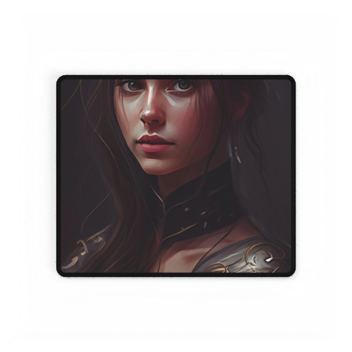 Elegant Indoor Portrait: Brown Hair Beauty - Desk Mat