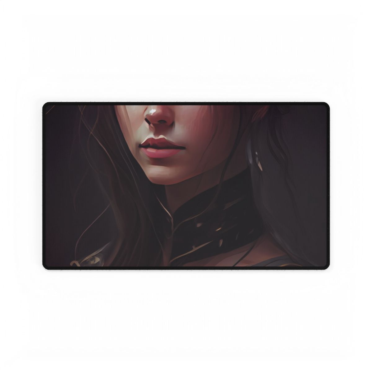 Elegant Indoor Portrait: Brown Hair Beauty - Desk Mat
