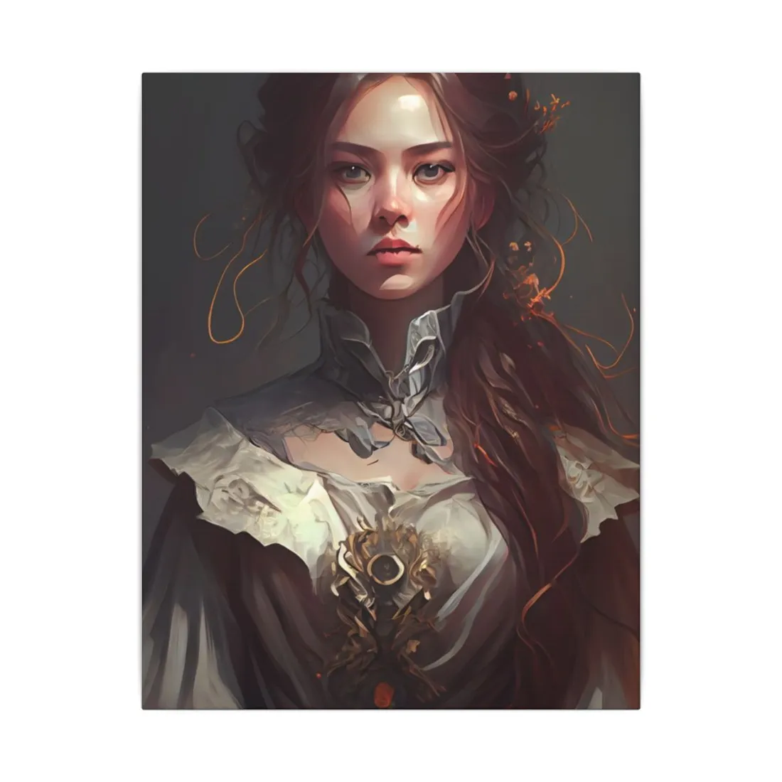 Elegant Professional Portrait: Brown Hair - Canvas