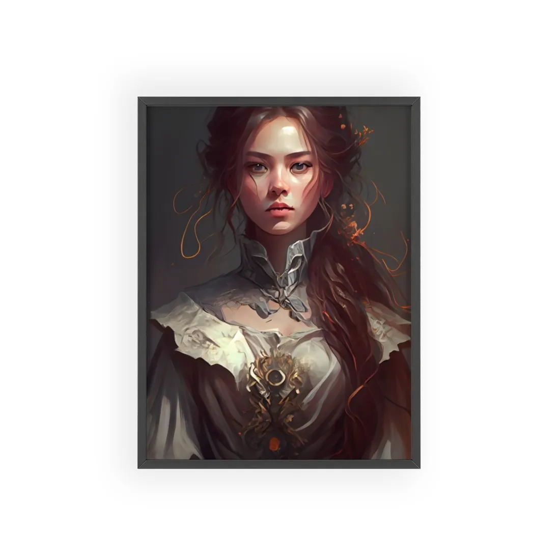 Elegant Professional Portrait: Brown Hair - Framed Poster