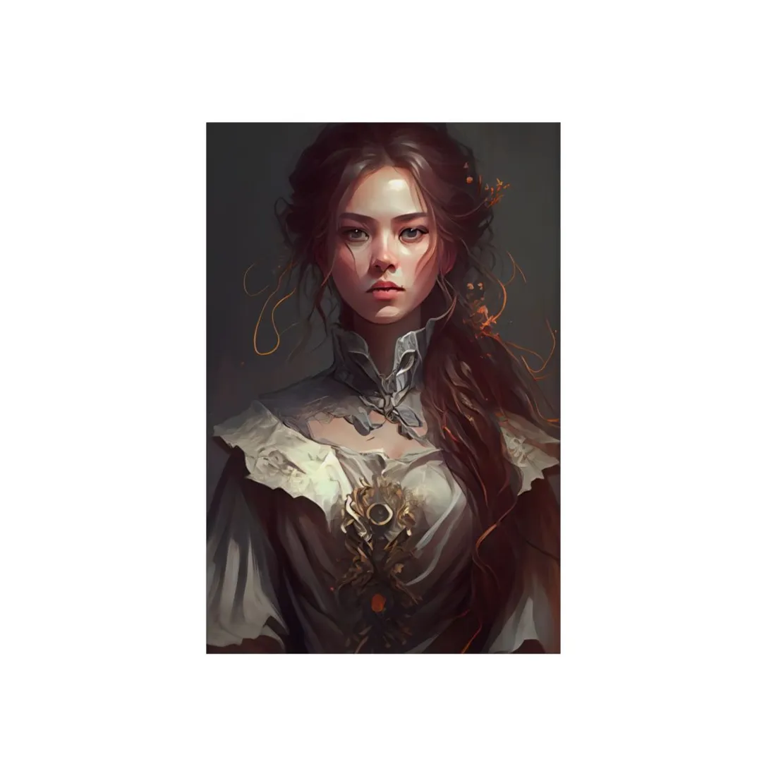 Elegant Professional Portrait: Brown Hair - Metal Poster