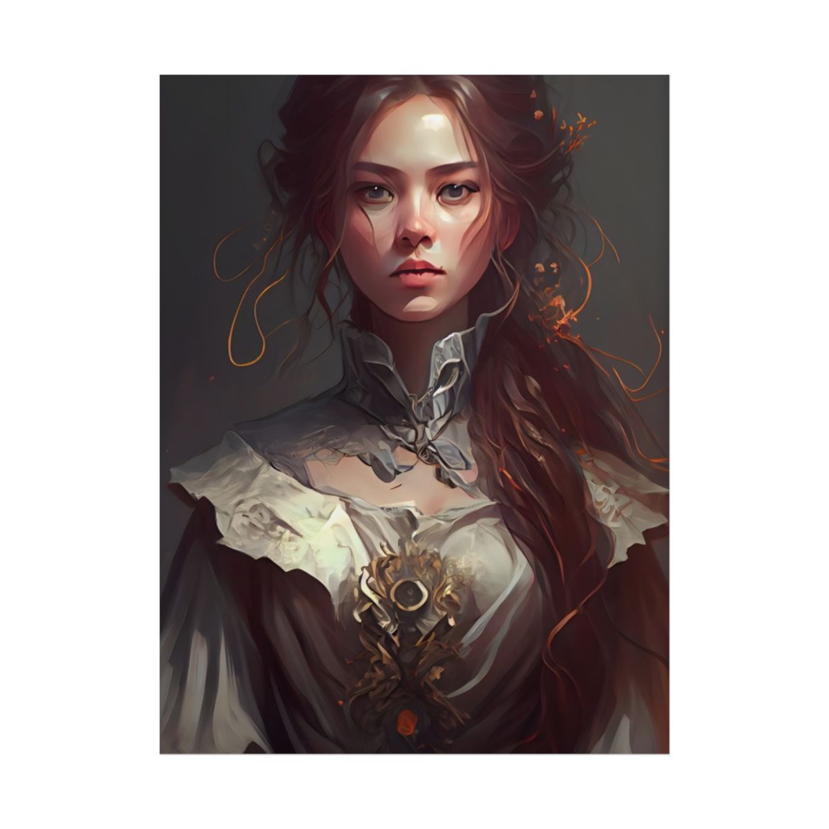 Elegant Professional Portrait: Brown Hair - Poster