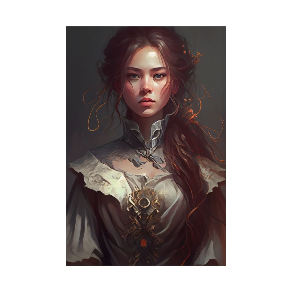 Elegant Professional Portrait: Brown Hair - Poster
