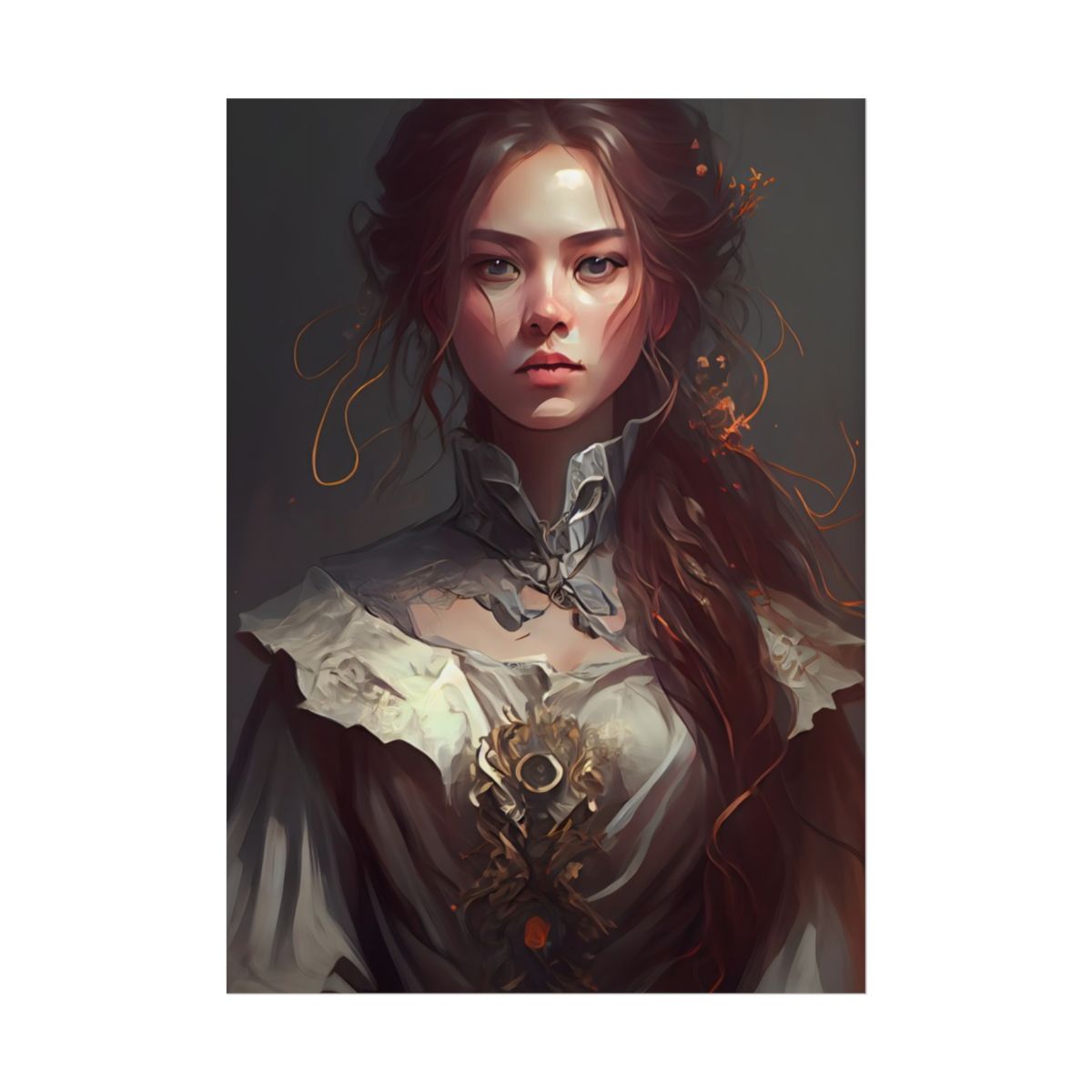 Elegant Professional Portrait: Brown Hair - Poster