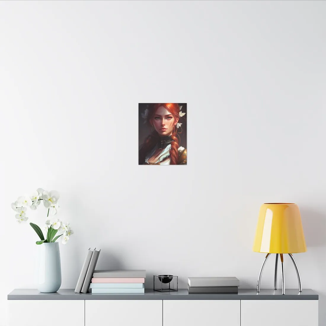 Elegant Redhead Portrait: Dark Background - Canvas