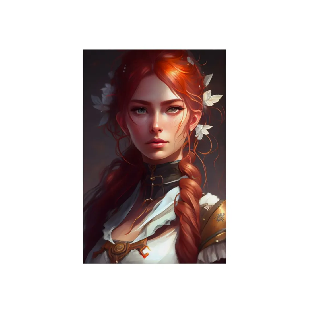 Elegant Redhead Portrait: Dark Background - Metal Poster
