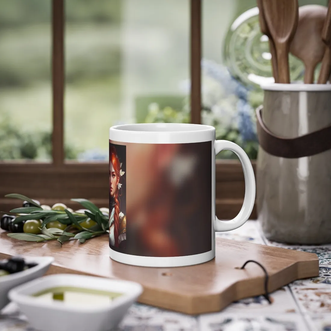 Elegant Redhead Portrait: Dark Background - Mug