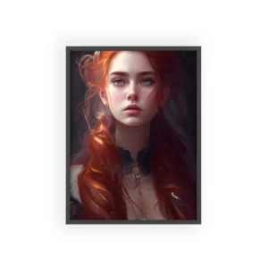 Freckled Redhead Woman Portrait Framed Poster