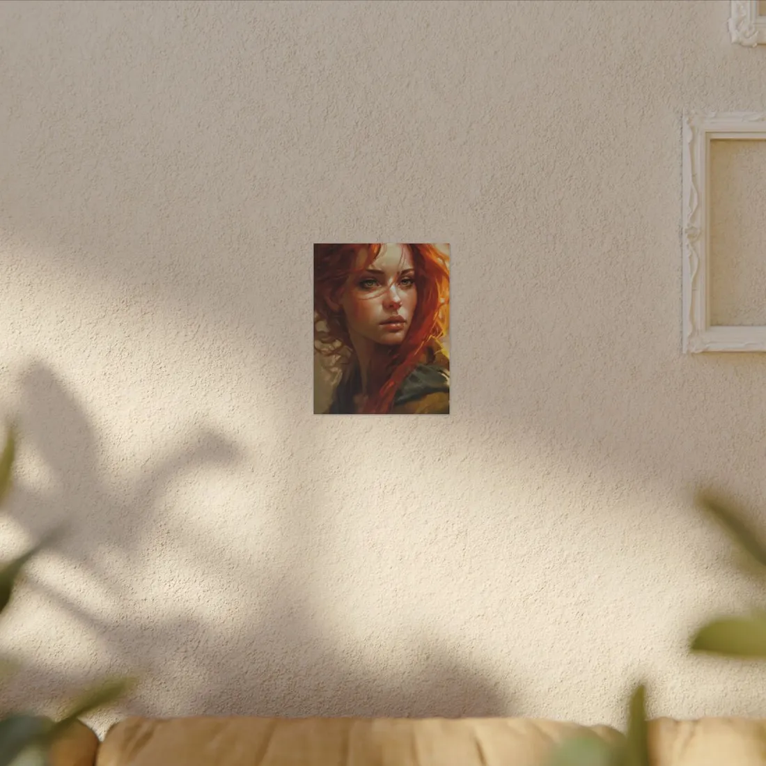 Elegant Redhead Portrait: Serious Female - Canvas