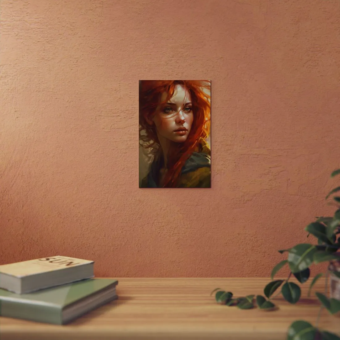 Elegant Redhead Portrait: Serious Female - Metal Poster