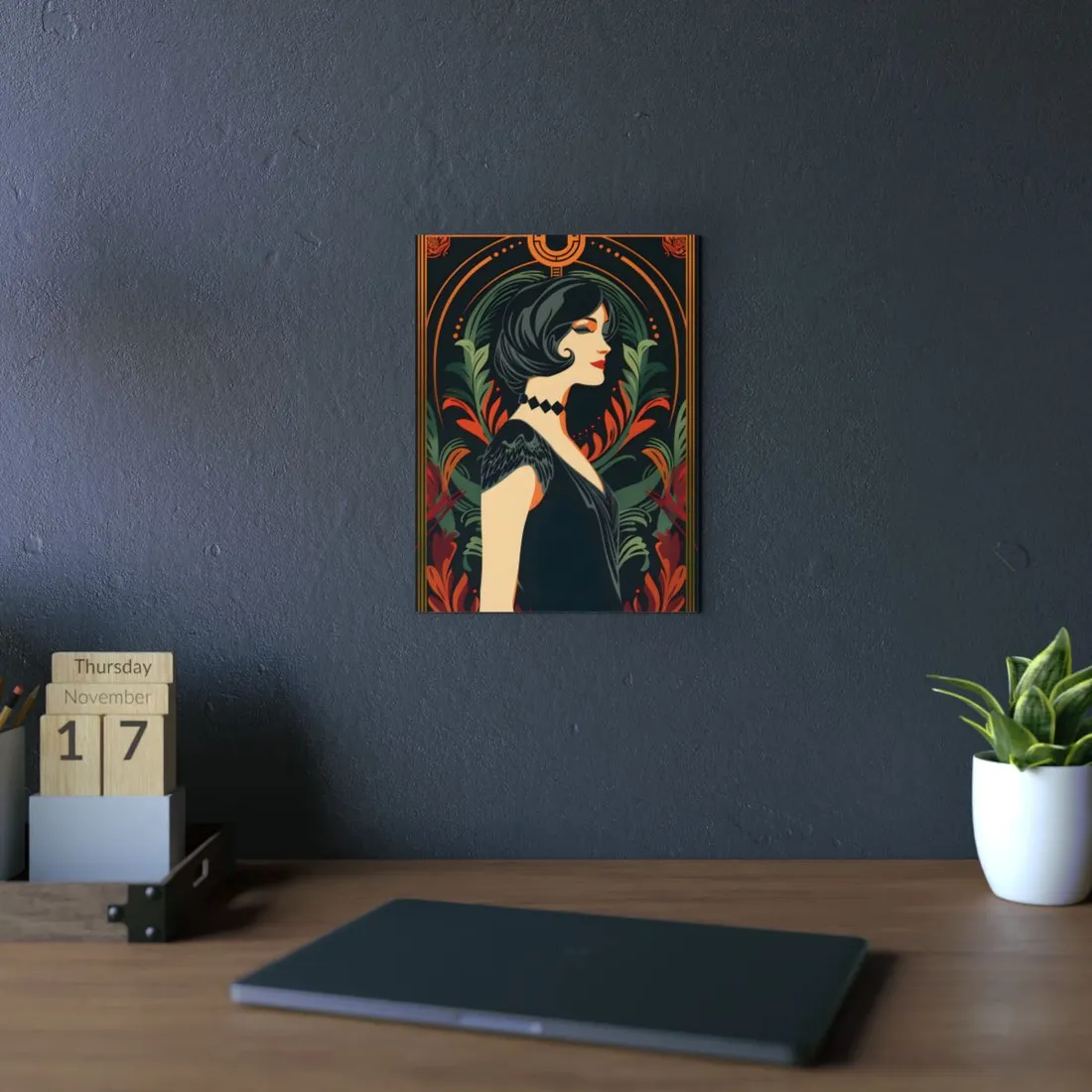 Elegant Vintage Poster: A Woman's Enchanting Presence - Metal Poster