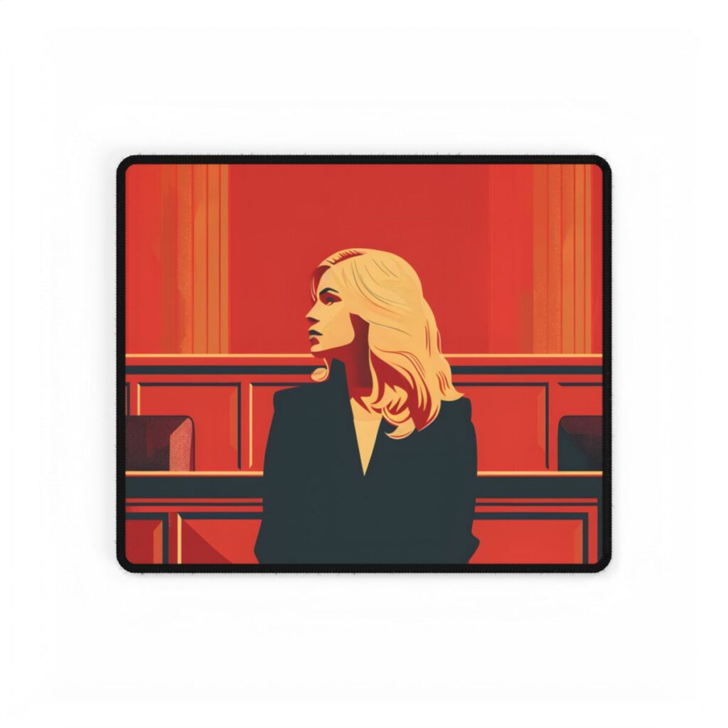 Elegant Woman in White: Modern Art Portrait - Desk Mat