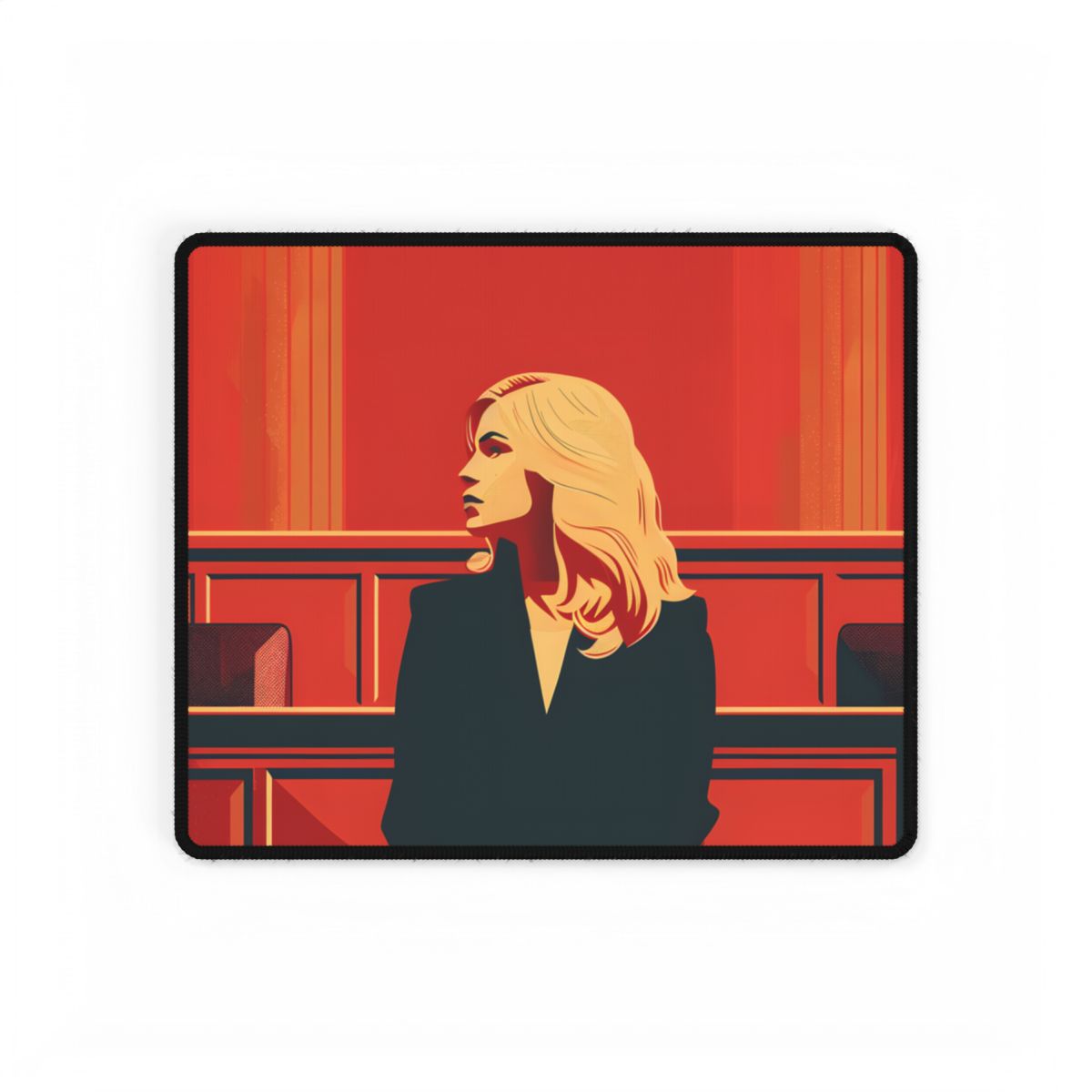Elegant Woman in White: Modern Art Portrait - Desk Mat