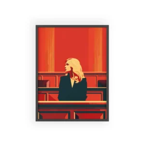 Woman in Red Hall Framed Poster