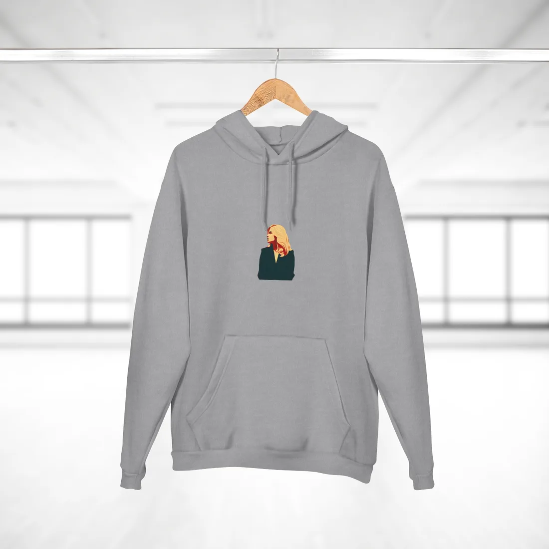 Elegant Woman in White: Modern Art Portrait - Hoodie (Heather Grey)