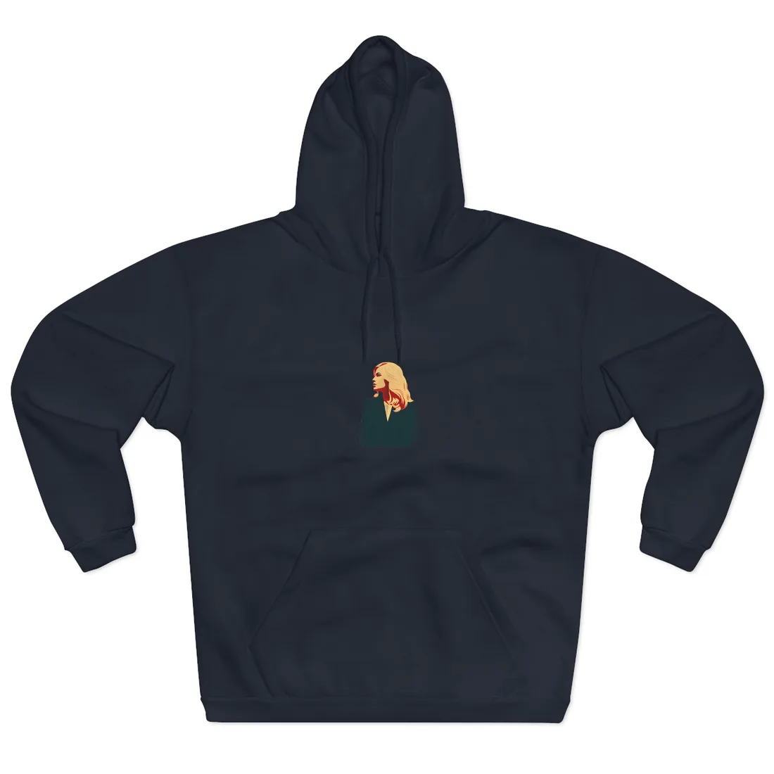 Elegant Woman in White: Modern Art Portrait - Hoodie (Navy)